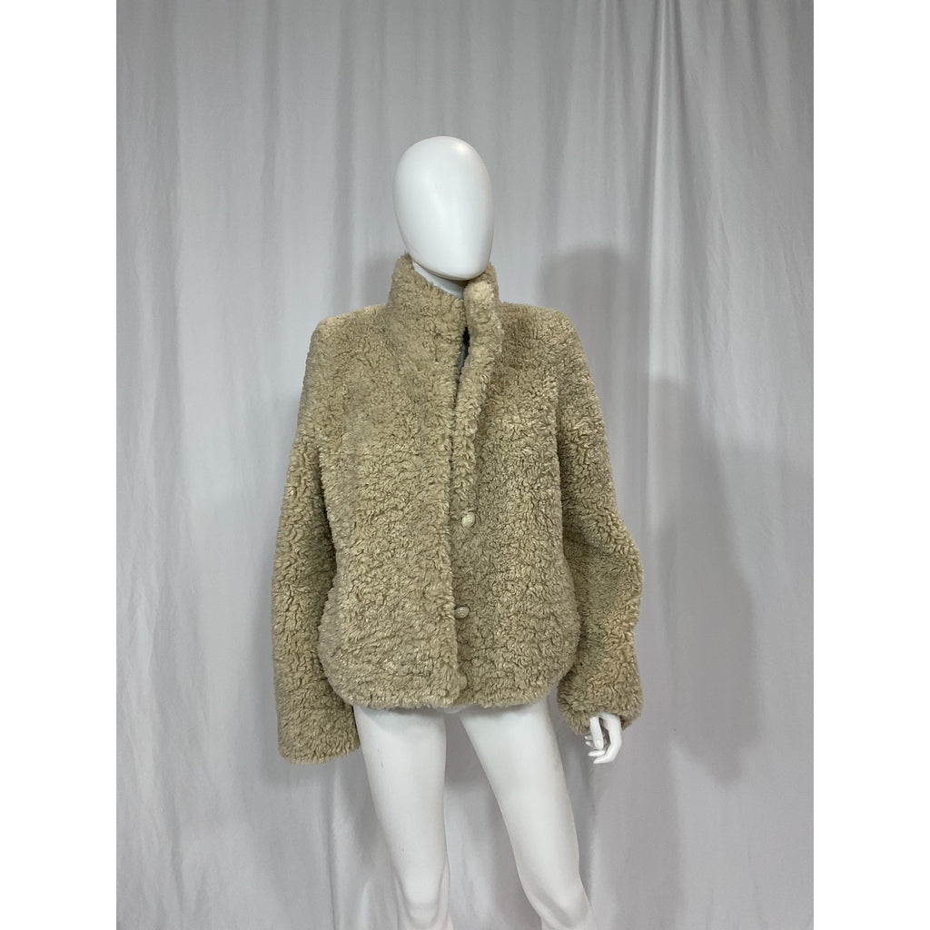 Zadig & Voltaire 'Fino' Tan Soft Curly Faux Fur Teddy Jacket Size L