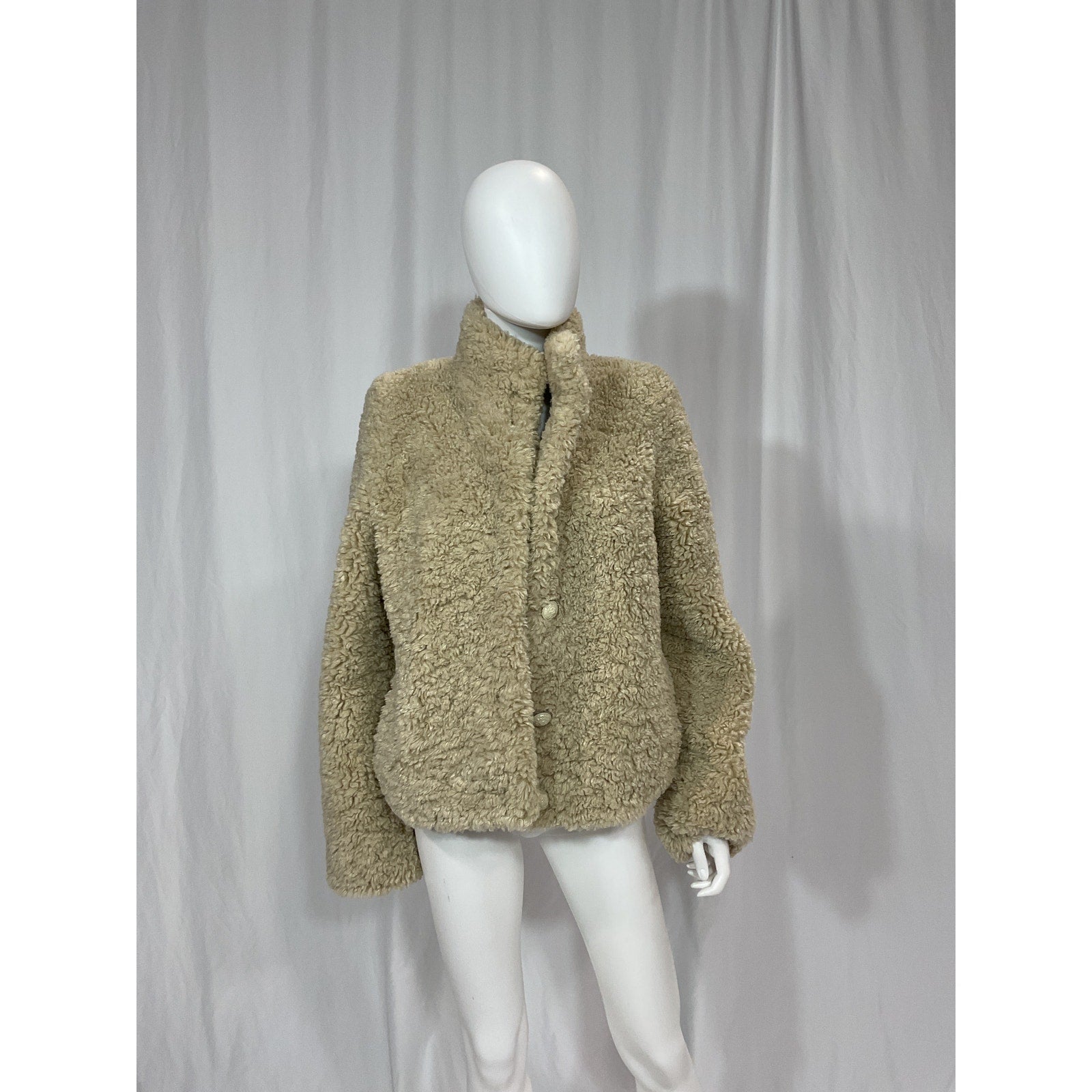 Zadig & Voltaire 'Fino' Tan Soft Curly Faux Fur Teddy Jacket Size L