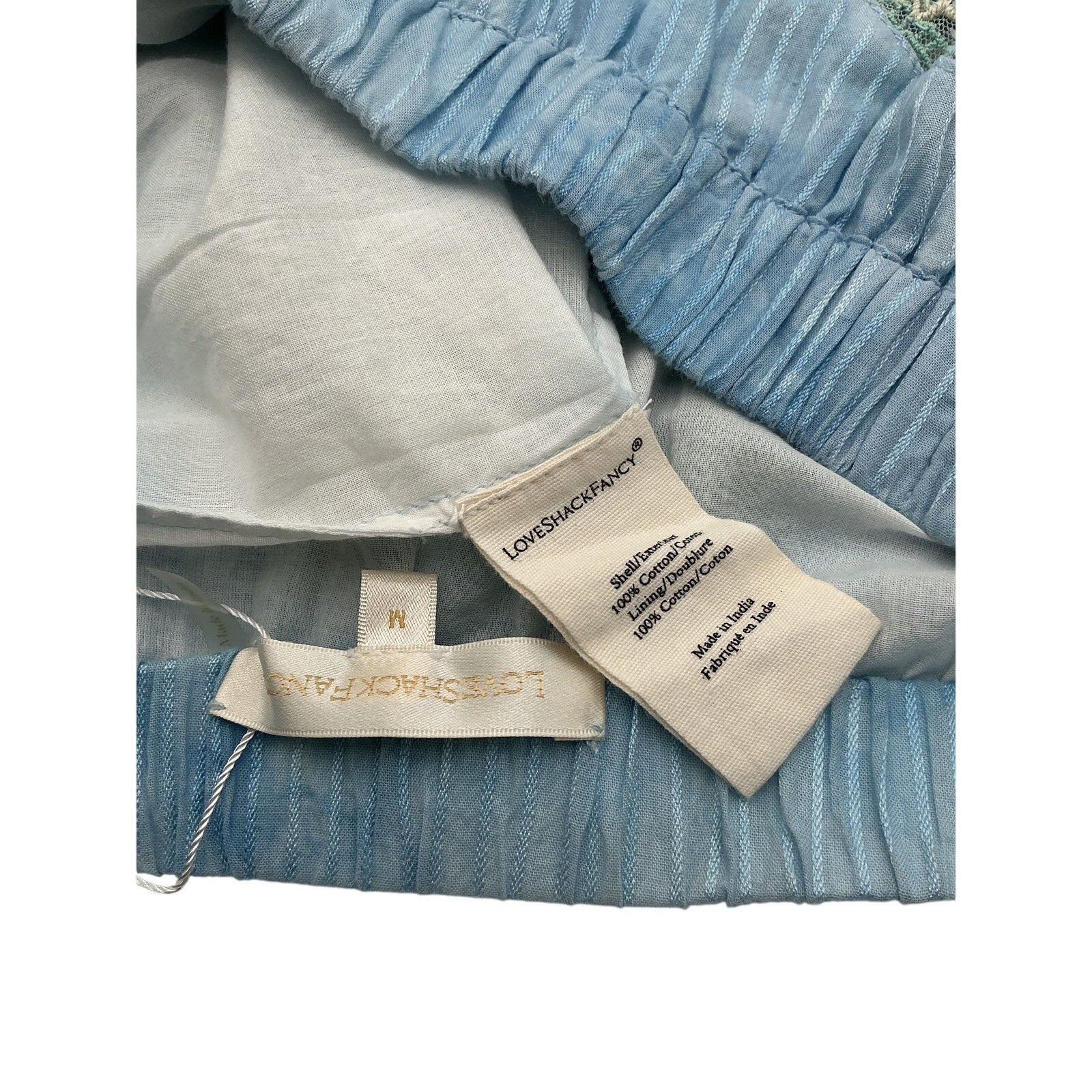 Loveshackfancy 'Felice' Blue Cotton Mini Skirt Size M