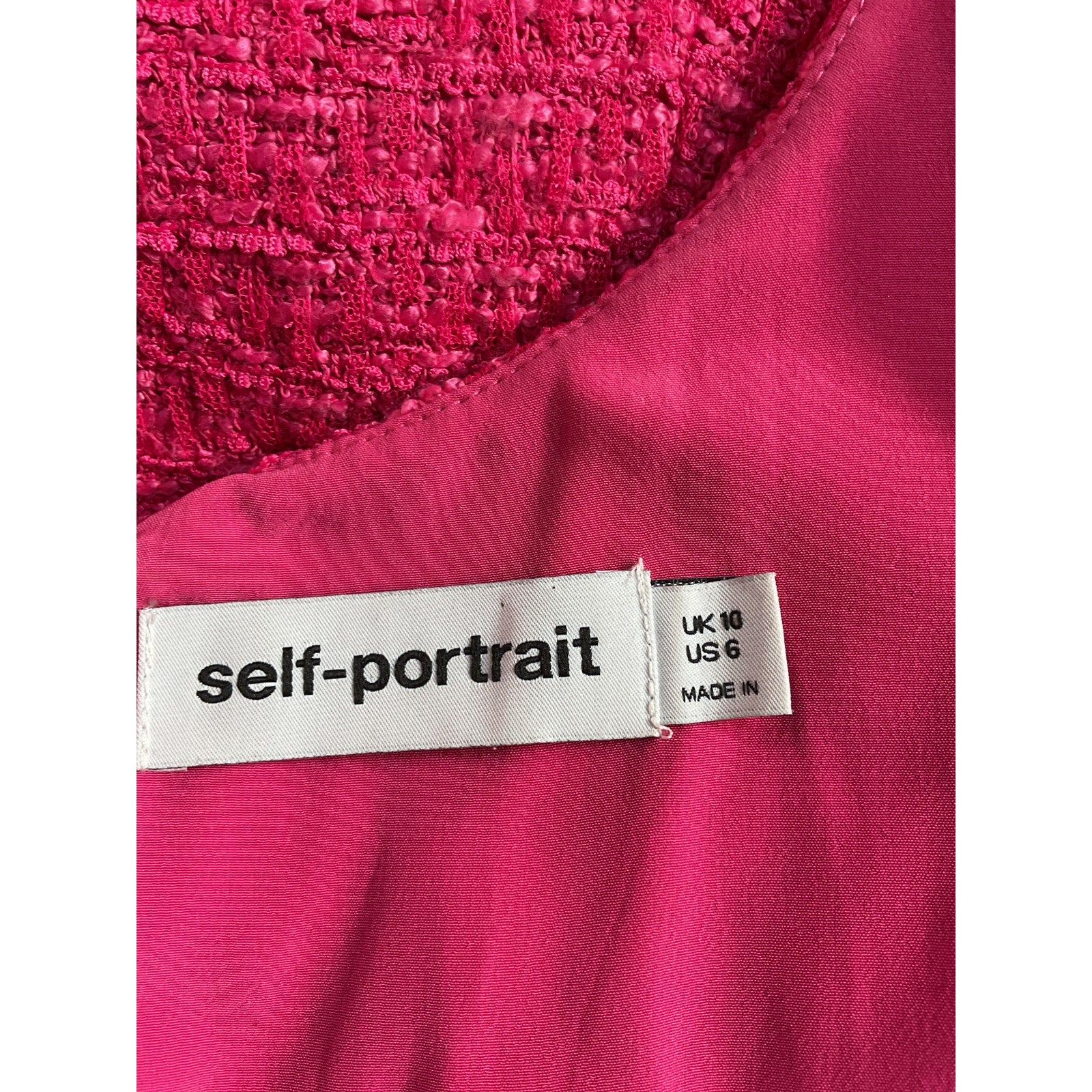 Self-Portrait 'Boucl�' Pink Mini Dress Size 10