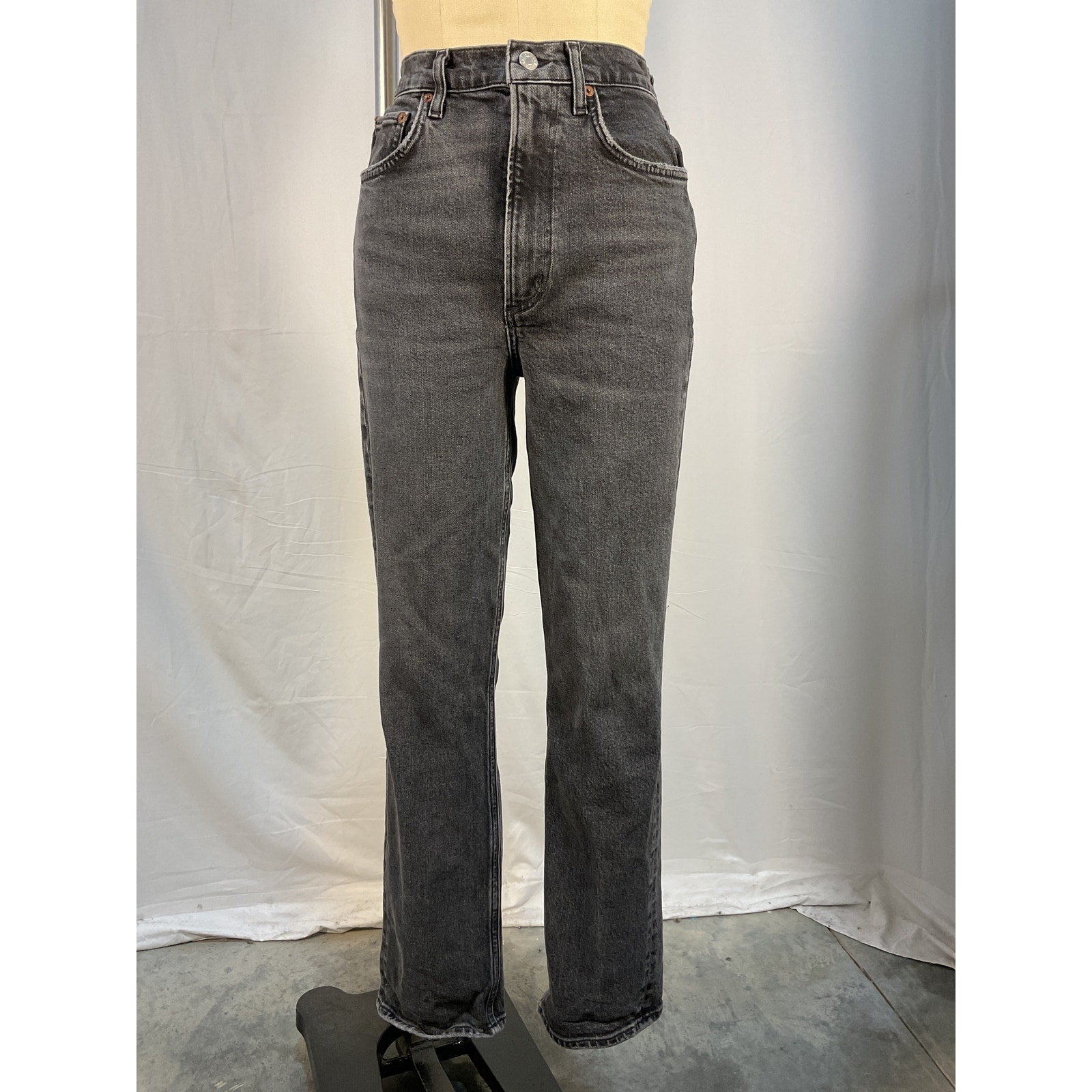 Agolde High Rise Black Stovepipe Denim Jeans Size 27