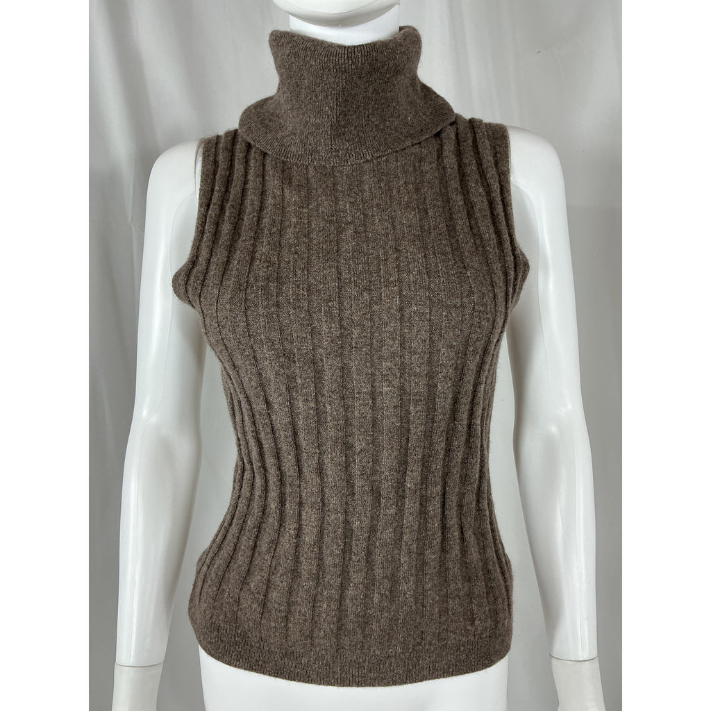 Reformation 'Rowyn' Brown Cashmere Turtleneck Tank Size M