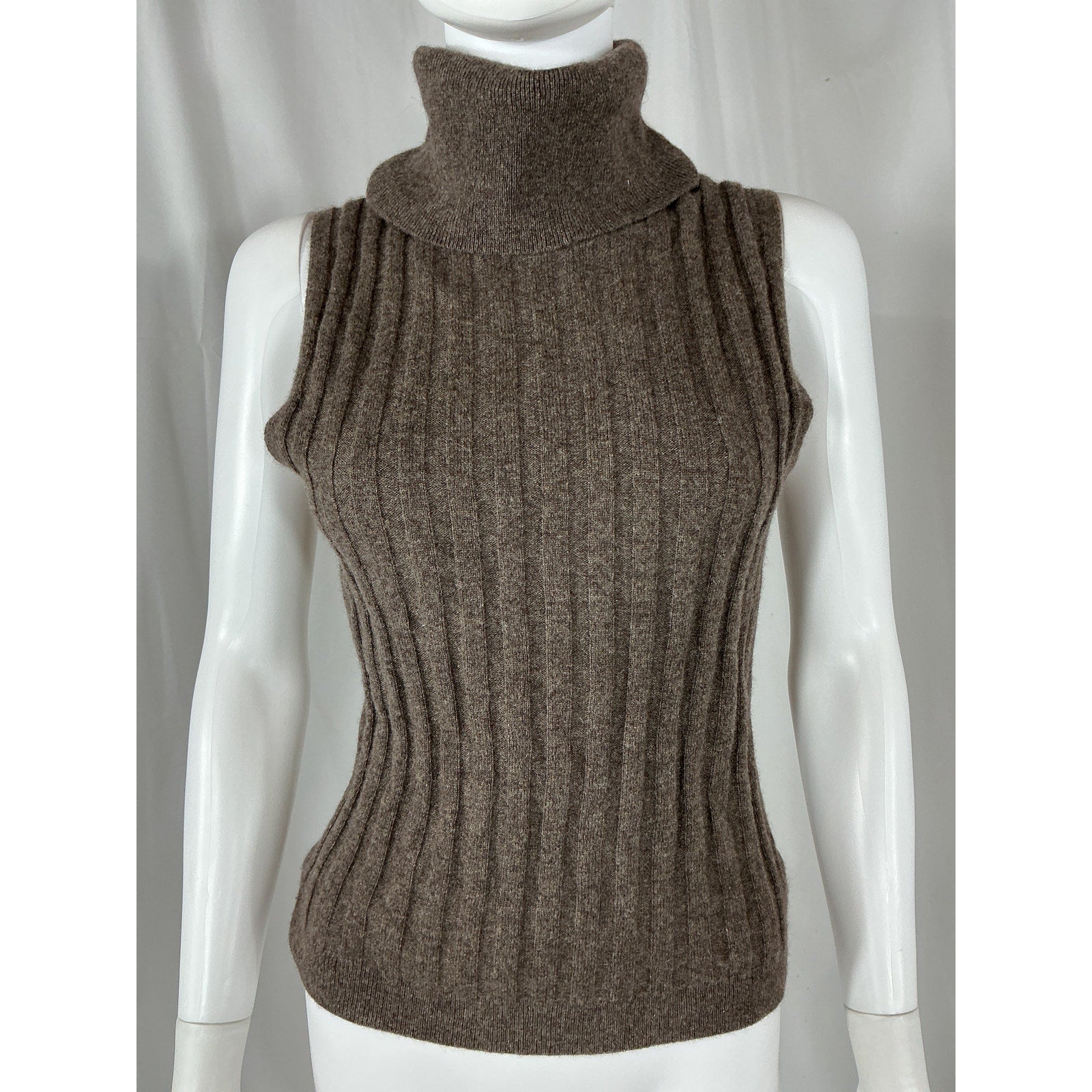 Reformation 'Rowyn' Brown Cashmere Turtleneck Tank Size M