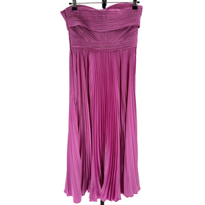 Amur Pleated Pink Harden Strapless Midi Dress Size 2