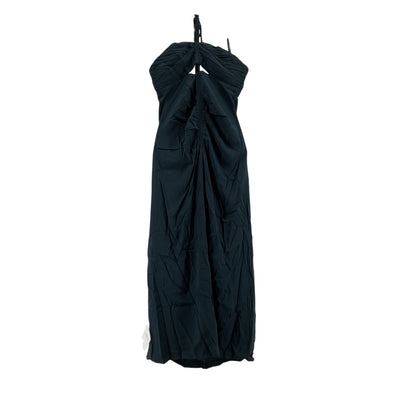Self-Portrait Elegant Dark Teal Cutout Ruched Halterneck Maxi Size UK 14/ US 10 Dress