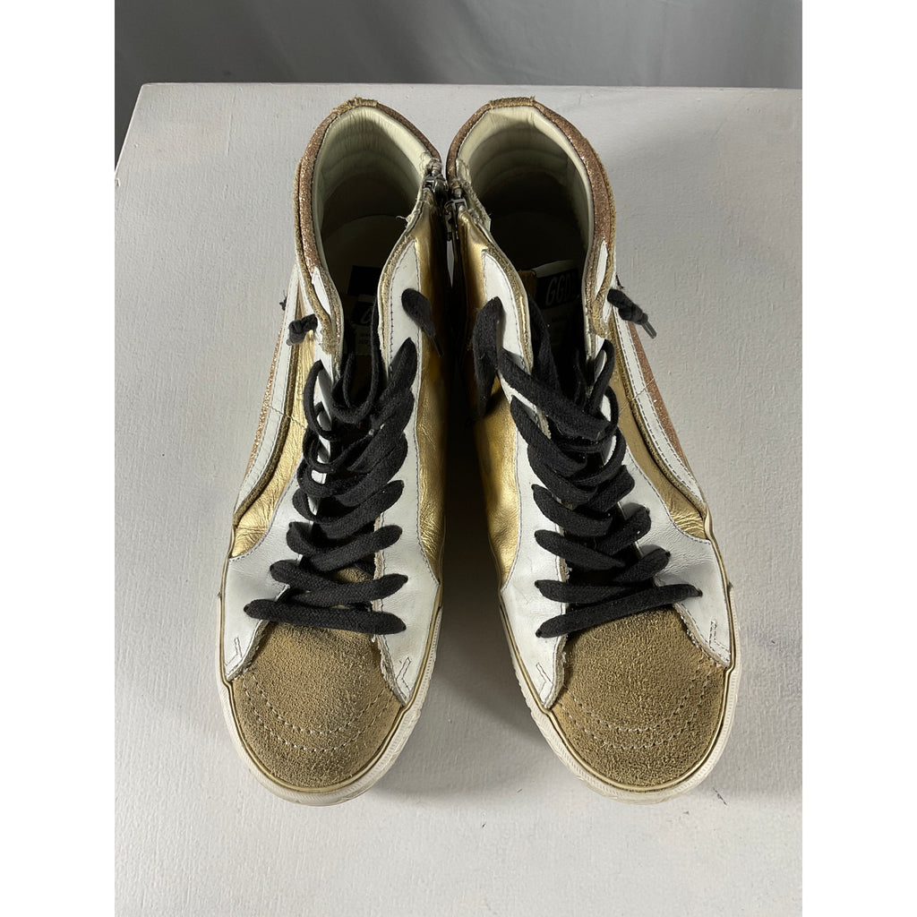 Neiman Marcus Golden Goose Gold Nmx Glitter And Laminat Sneaker Size 9