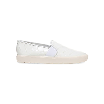 Vince 'Blair' White Crosshatched Leather Slip-On Sneakers Size 9