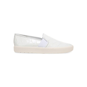 Vince 'Blair' White Crosshatched Leather Slip-On Sneakers Size 9