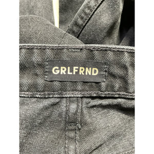 Grlfrnd Distressed Black Rock Sara Super High Rise Slim Straight Denim Jeans Size 24