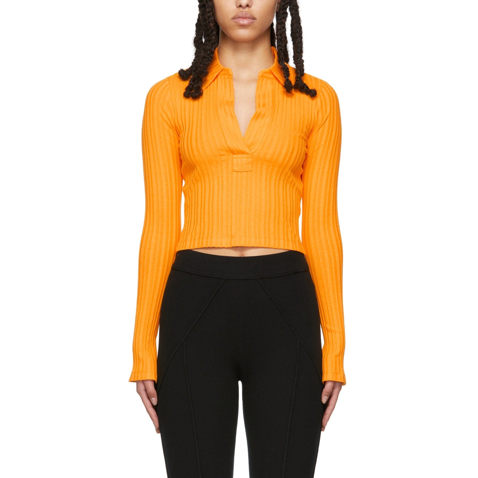 Helmut Lang Cropped Orange Cotton Polo Top Size XS - NWT