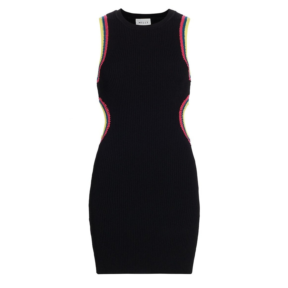 Milly Ribbed Black Crochet Cutout Minidress Size XS P