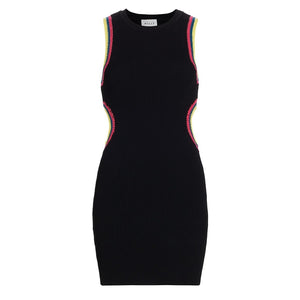Milly Ribbed Black Crochet Cutout Minidress Size XS P