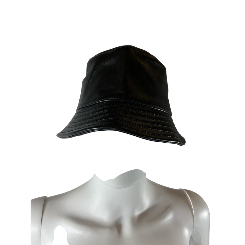 Isabel Marant 'Haley' Black Leather Bucket Hat Size 57