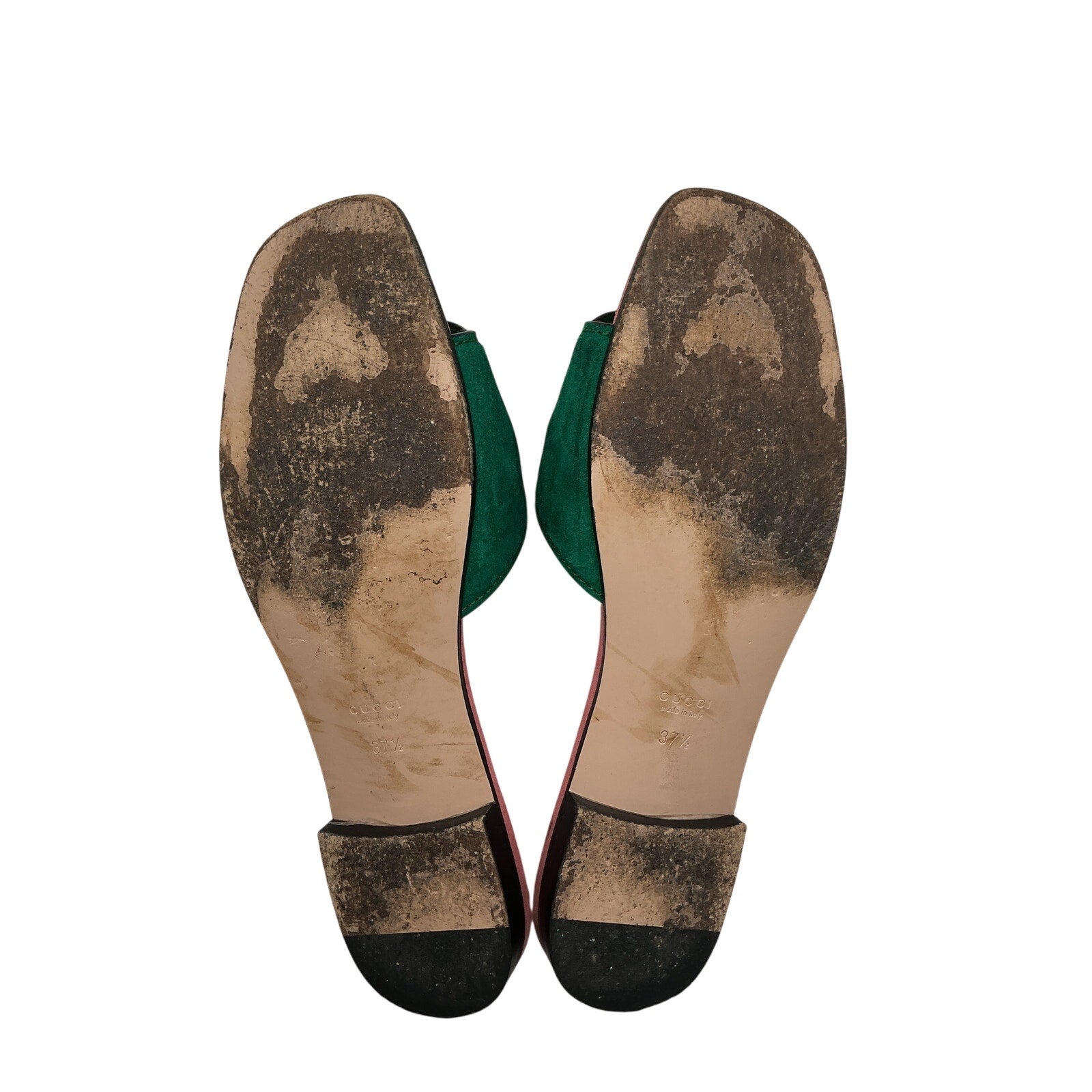 Gucci Green Suede Interlocking G Cutout Sandals Size 7.5