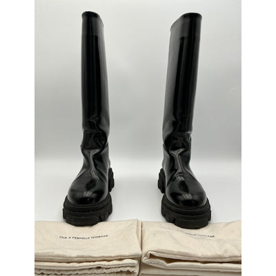 Gia Borghini Sleek Black Perni 7 Knee High Leather Boots Size 7