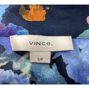 Vince Painted 'Bouquet' Long Sleeve Silk Floral Print Button-Up Shirt Size S