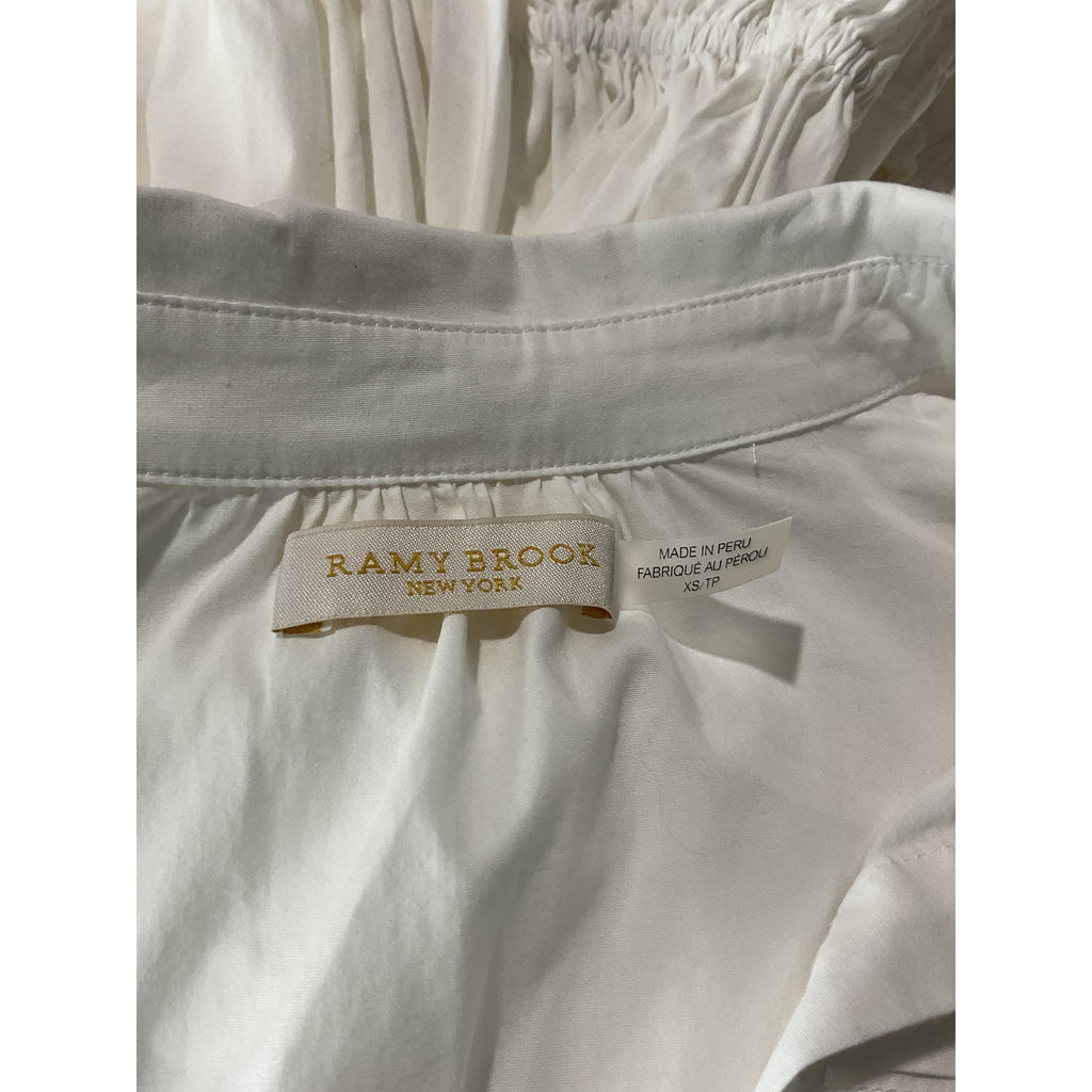 Ramy Brook 'Josephine' White Cotton Tiered Mini Shirt Dress Size XS