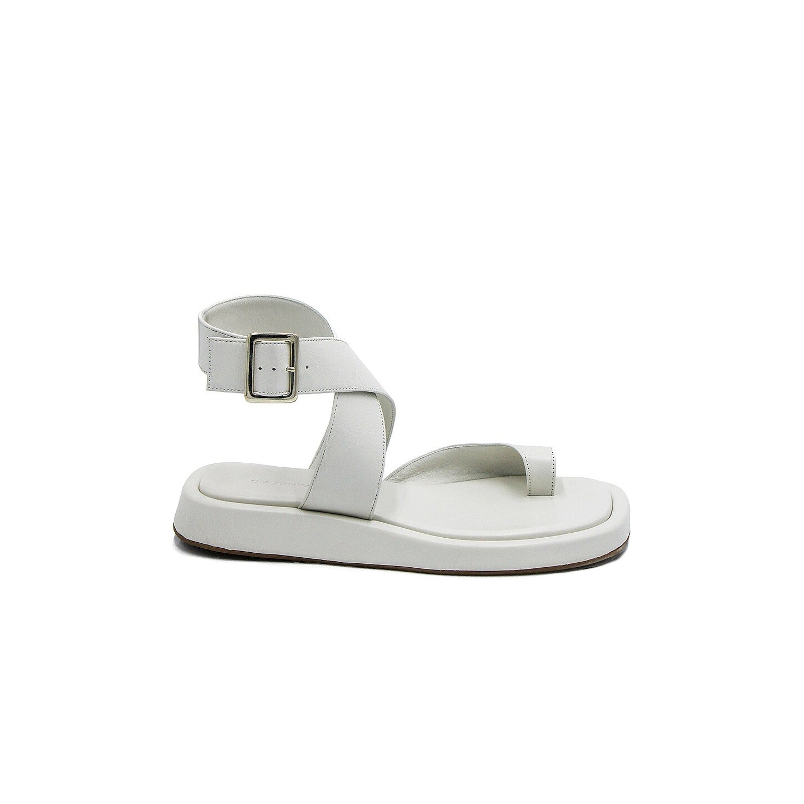 Gia Borghini Rhw Flat Toe White Leather Ring Wrap Sandal Size 40