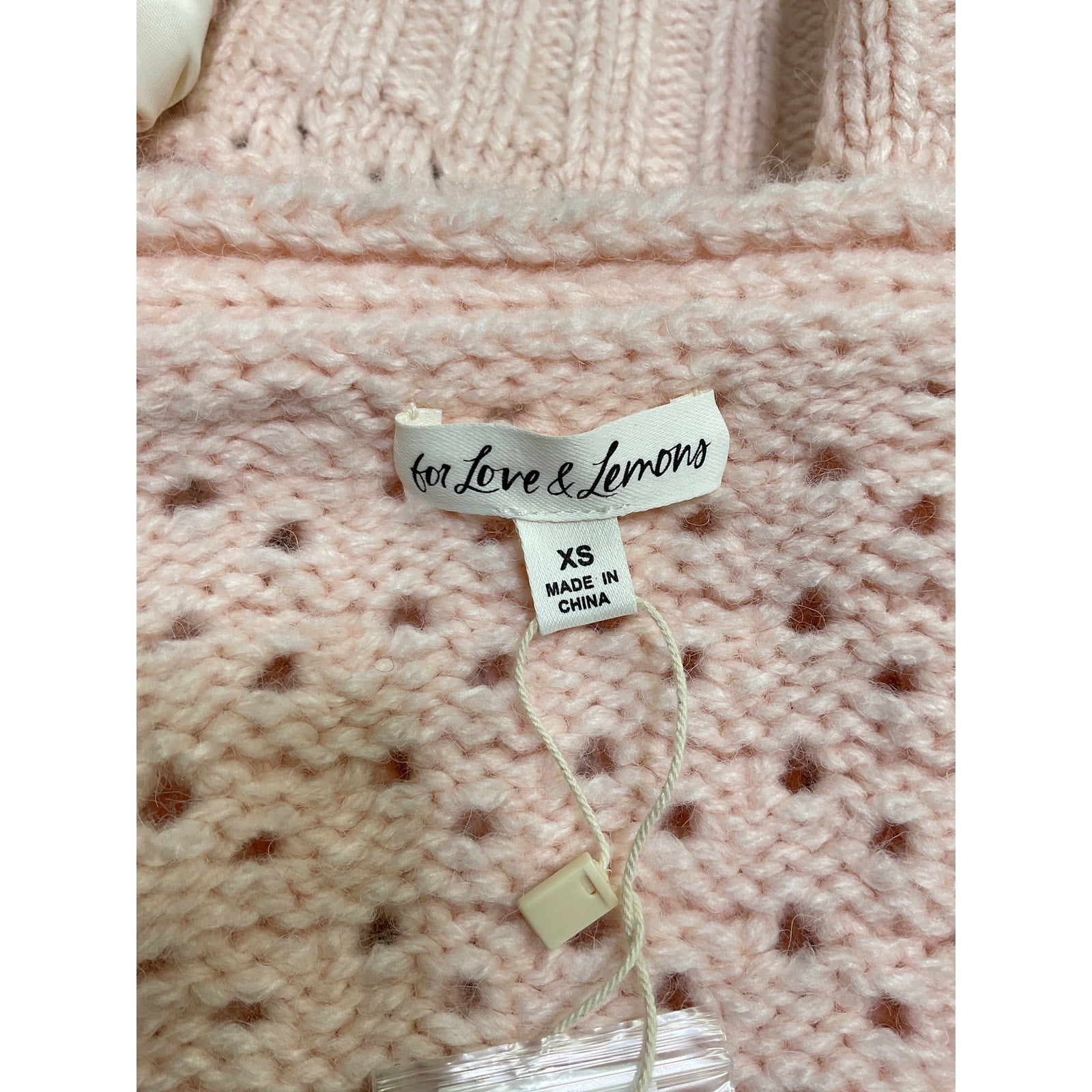For Love & Lemons 'Laurel' Pink Acrylic Cardigan Size XS