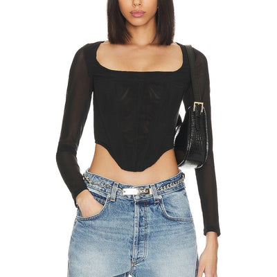Miaou Sleek Black Maude Corset Top Size S