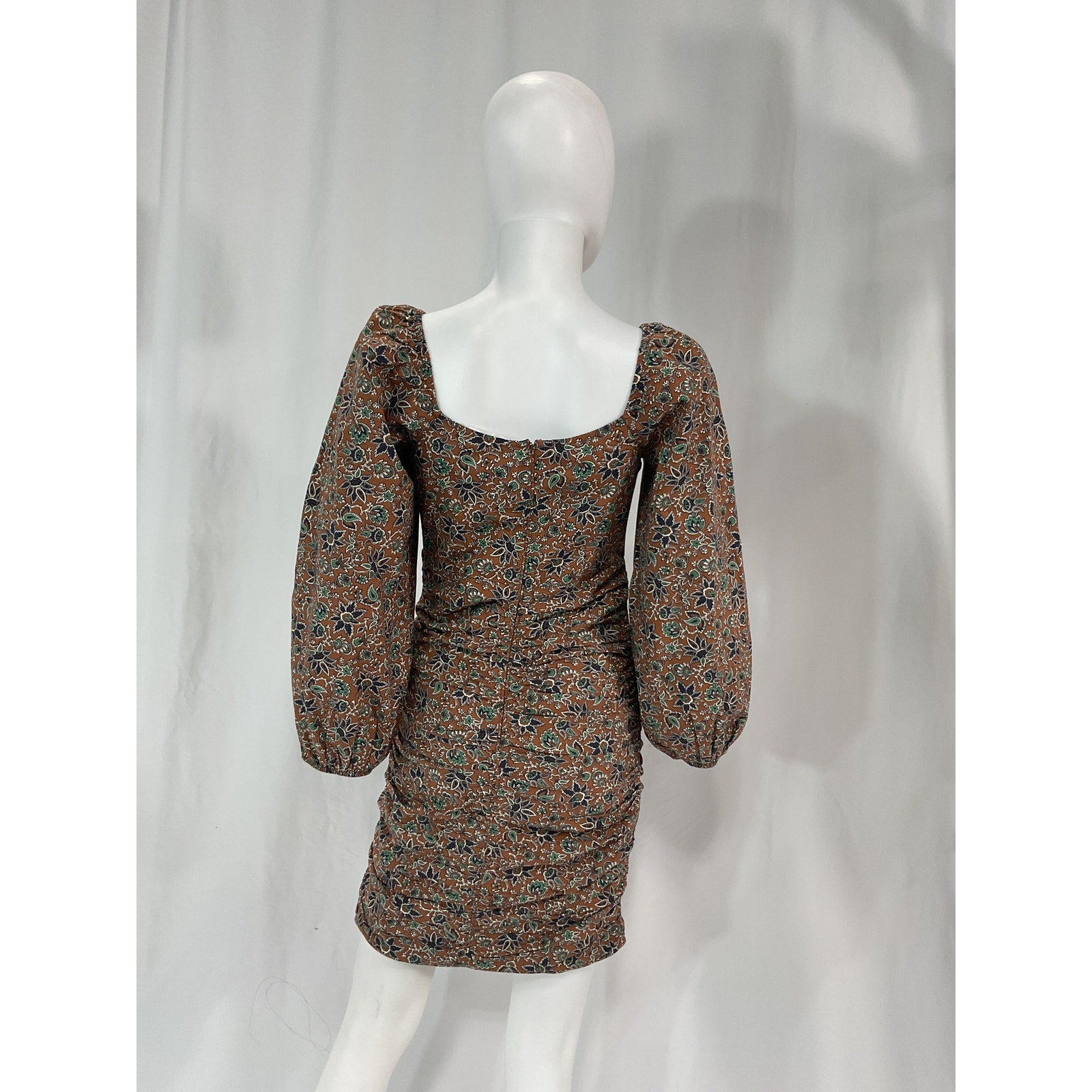 Veronica Beard 'Nadi' Red Ruched Floral Print Cotton Mini Dress Size 4