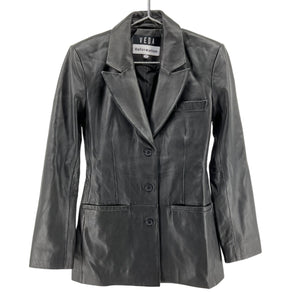 Reformation Sleek Black Hal Leather Blazer Size XS