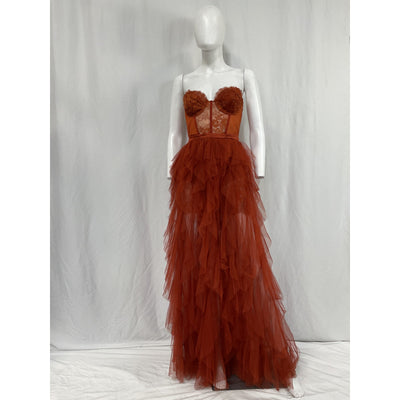 For Love & Lemons x Revolve 'Bustier' Brown Polyester Gown Size XS