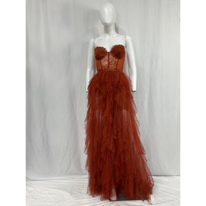 For Love & Lemons x Revolve 'Bustier' Brown Polyester Gown Size XS