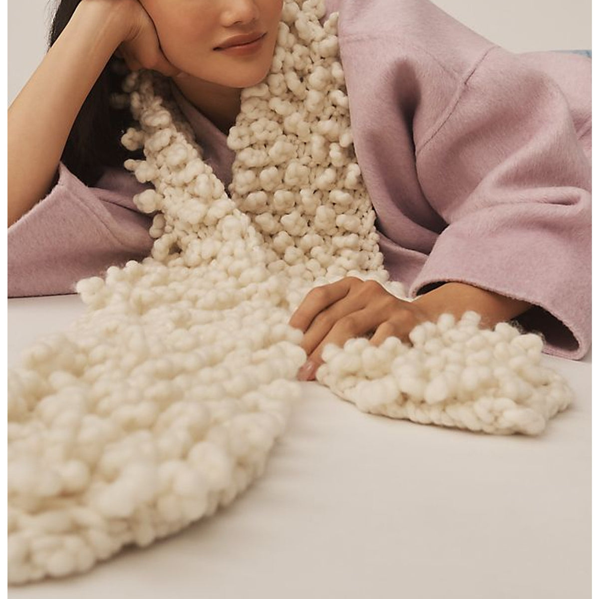 Loopy Mango 'Loop' White Merino Wool Scarf Size OS