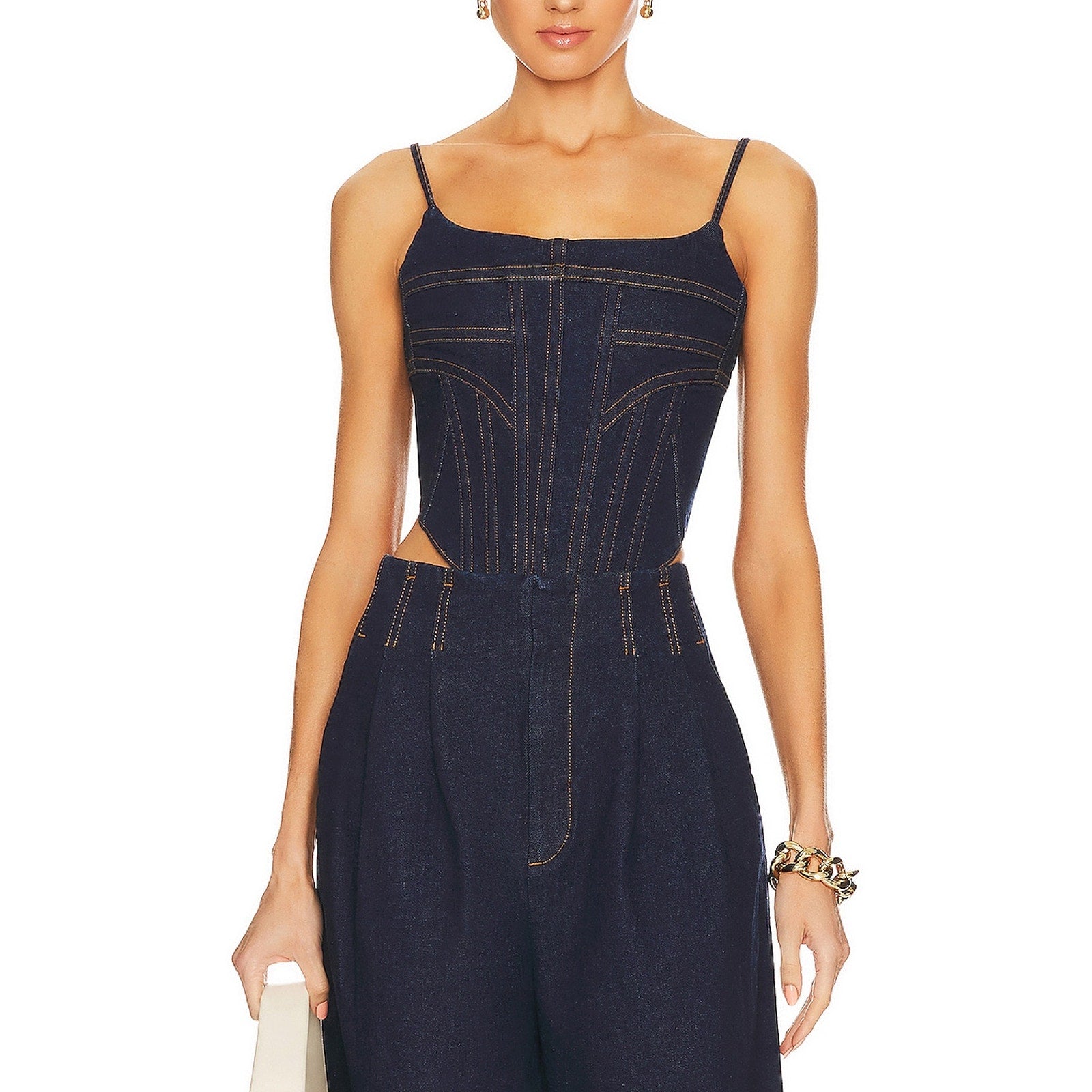 Grlfrnd Denim Bustier Blue Cotton Top Size M - NWT