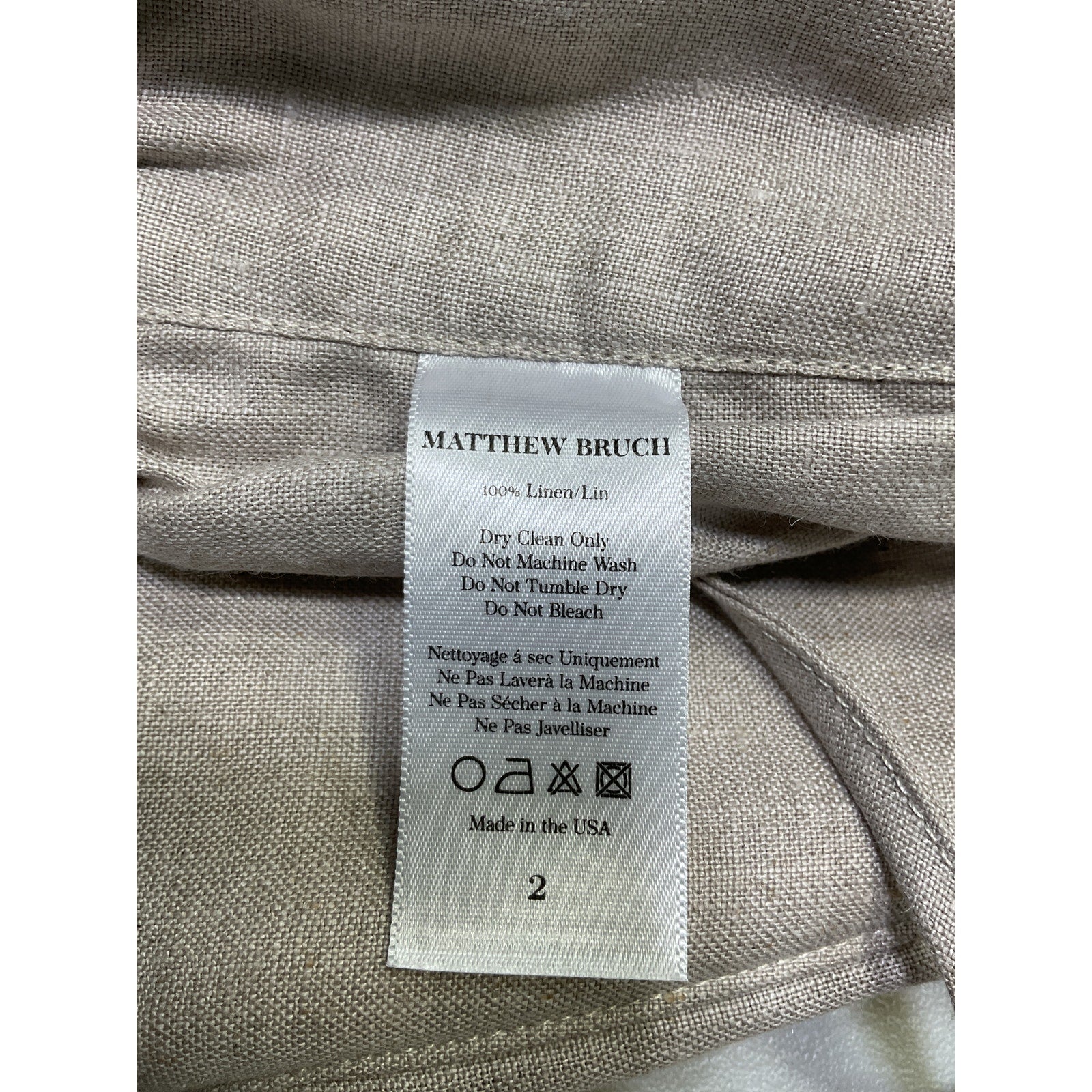 Matthew Bruch Structured Tan Linen Bandeau Crop Top Size 2 - NWT