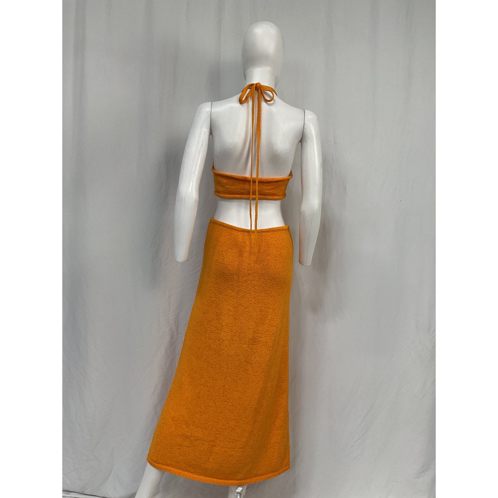 Cult Gaia 'Cameron' Gold Cotton Twist Knit Dress Size M