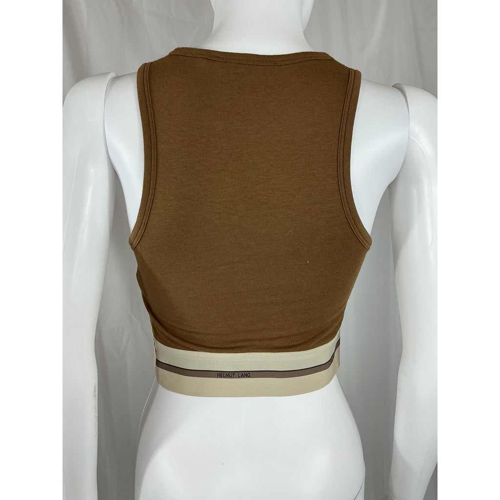 Helmut Lang Cropped Brown Cotton Tank Top Size M