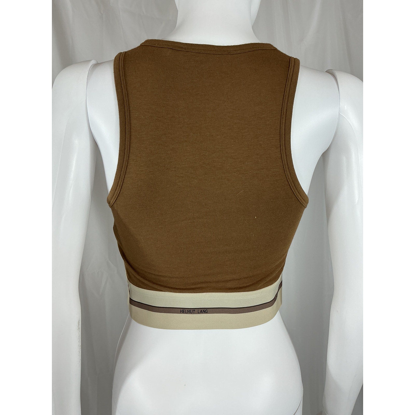 Helmut Lang Cropped Brown Cotton Tank Top Size M