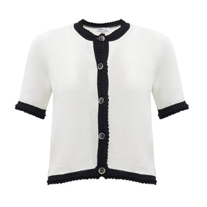 Neiman Marcus Contrast Trim Multicolor Neroli Sweater Size XS