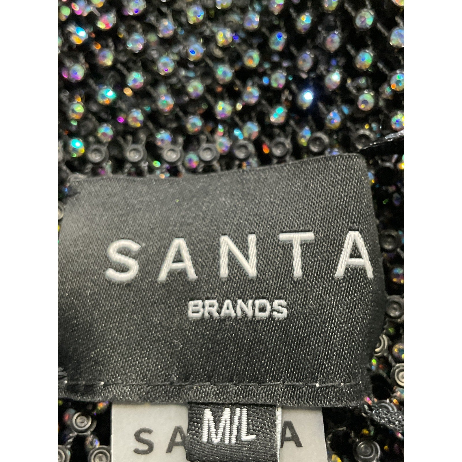 Santa Brands 'Crystal' Black Long Sleeve Top Size M - NWT