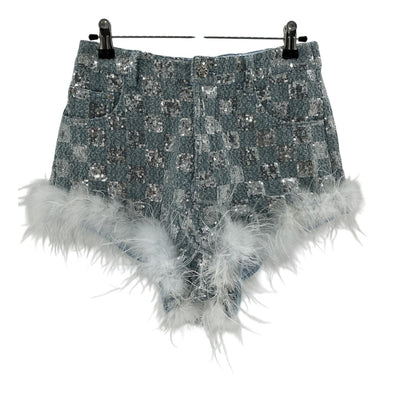 Line & Dot Sequined Blue Skylar Shorts Size M