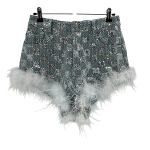 Line & Dot Sequined Blue Skylar Shorts Size M