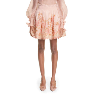 Zimmermann Postcard Pink Silk & Linen Flip Skirt Size 8 - NWT