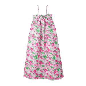 Ganni + Net Sustain Metallic Pink Polyester Recycled Jacquard Midi Dress Size 40