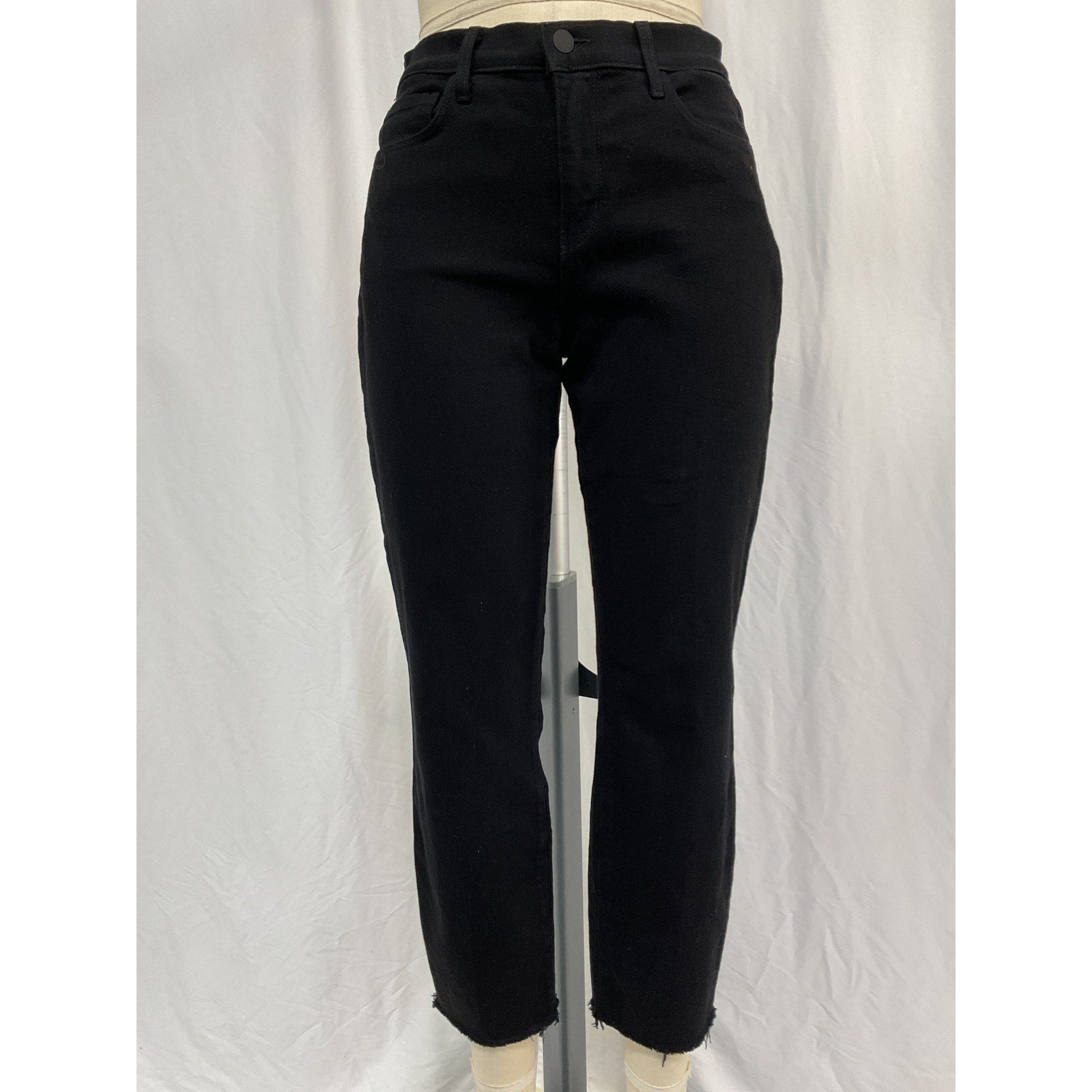 L'Agence 'Sada' Black Cotton High-Rise Crop Slim Straight Jeans Size 26