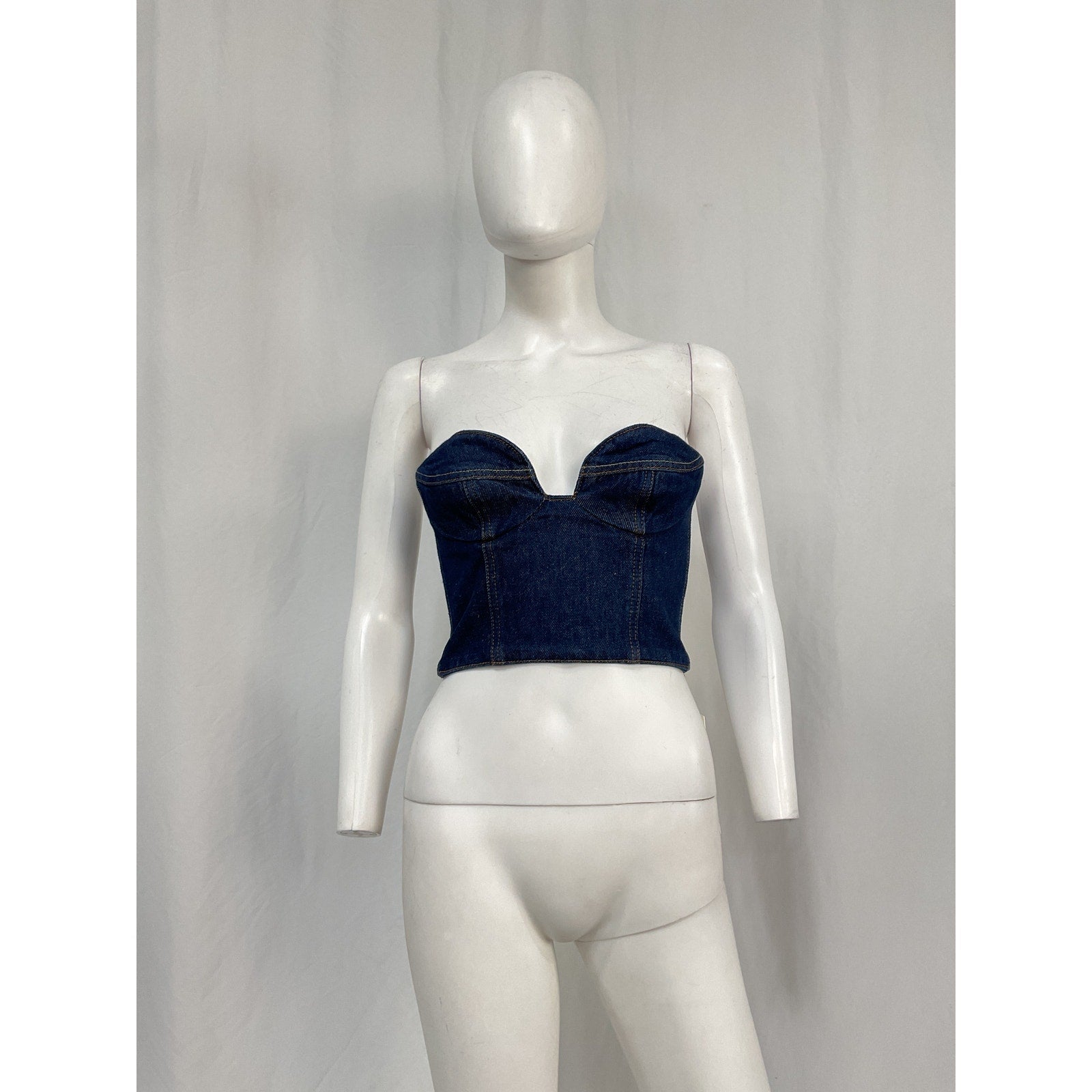 Magda Butrym Navy Cropped Denim Camisole Size 34 - NWT