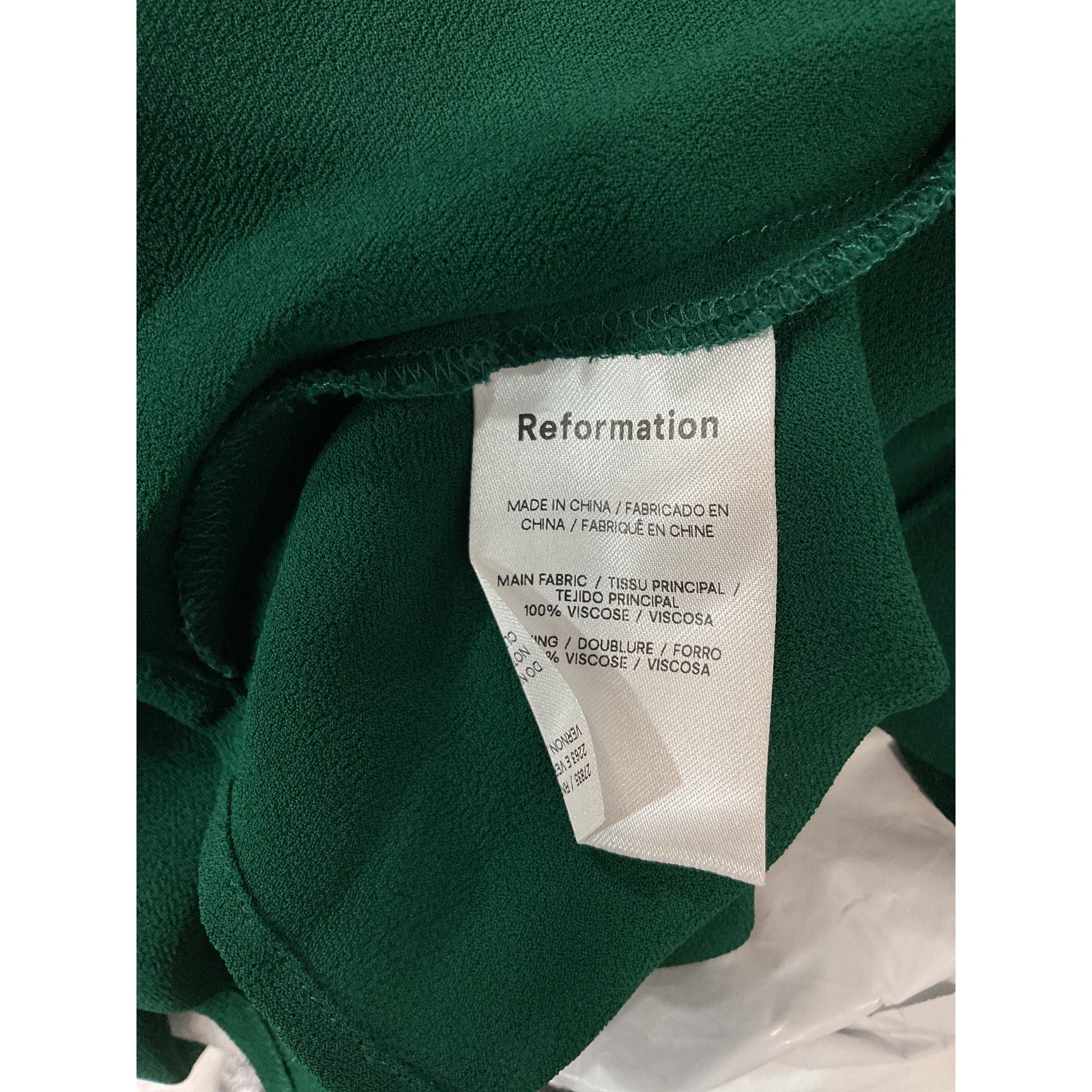 Reformation 'Twilight' Green Square Neck Dress Size 6