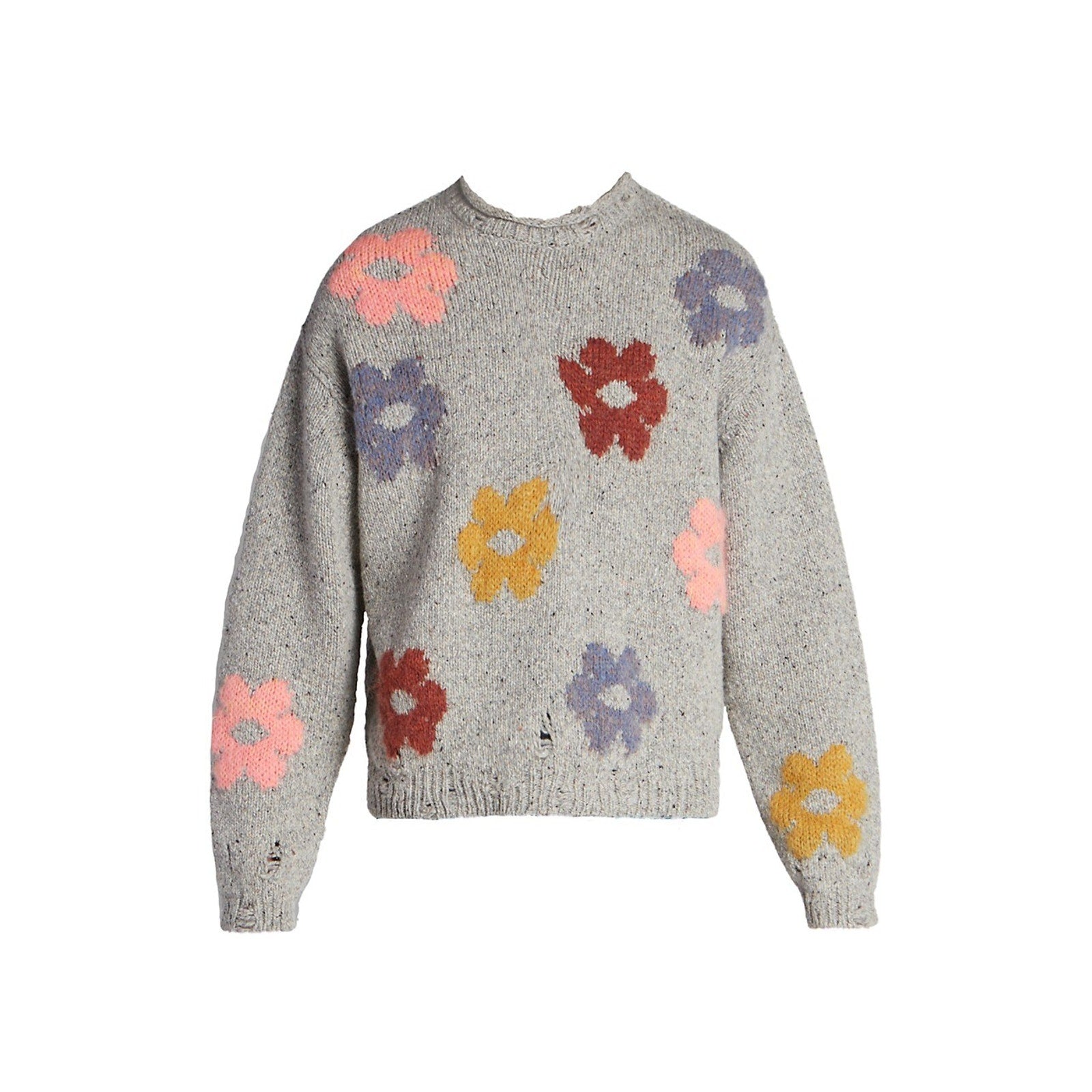 Acne Studios 'Kilcarra' Grey Wool Naive Flower Sweater Size M