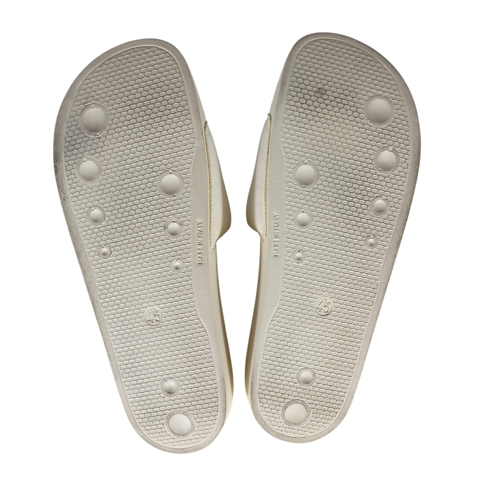 Heron Preston Cream Leather Logo Pool Slides Size 12