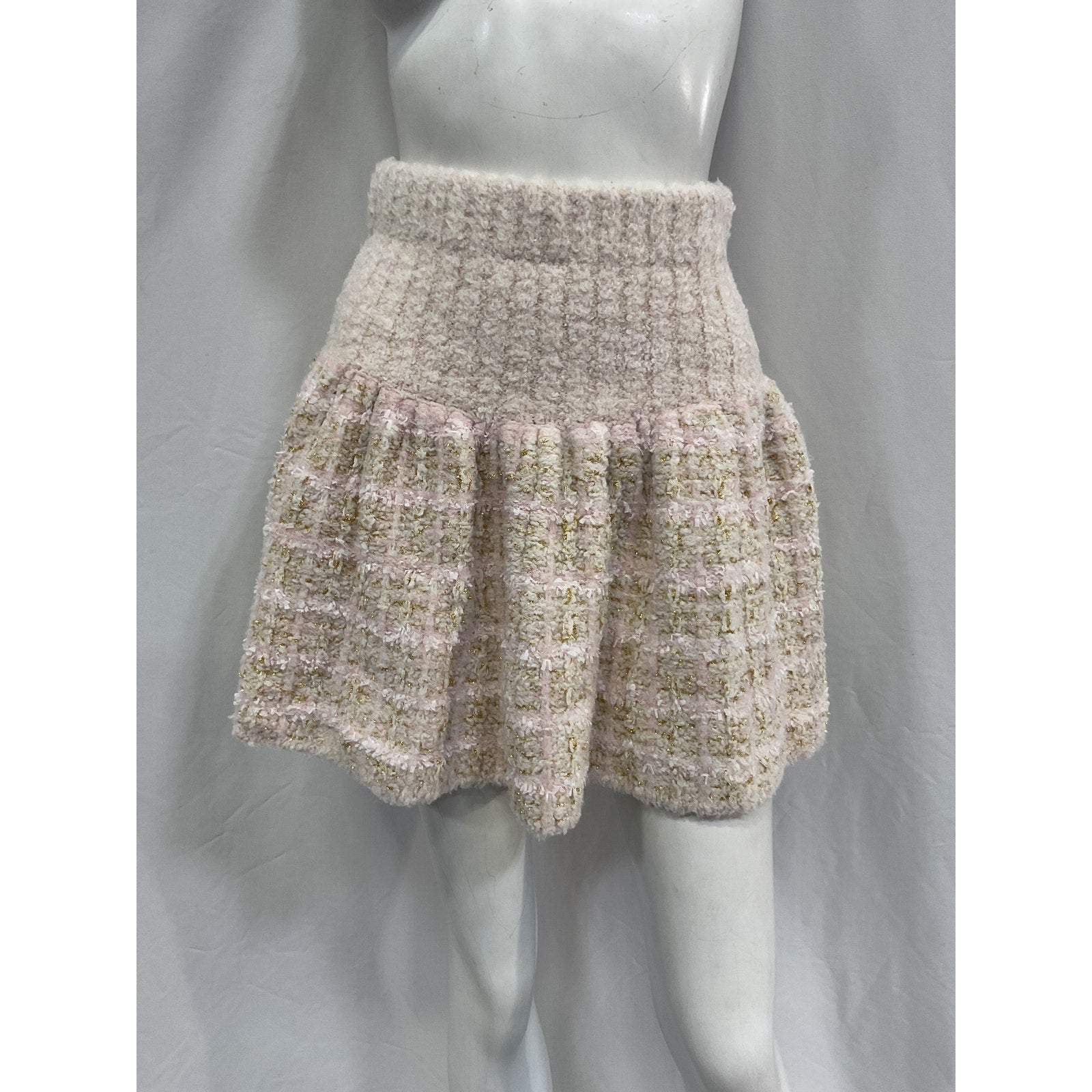 Loveshackfancy 'Bibi' Pink Tweed Mini Skirt Size S