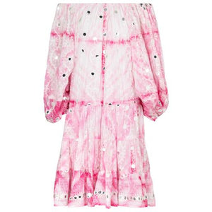 Juliet Dunn Off-Shoulder Pink Cotton Minidress Size OS - NWT