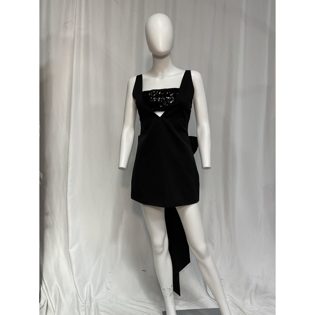 Staud 'Irie' Black V Neck Sequin Bandeau Dress Size XS