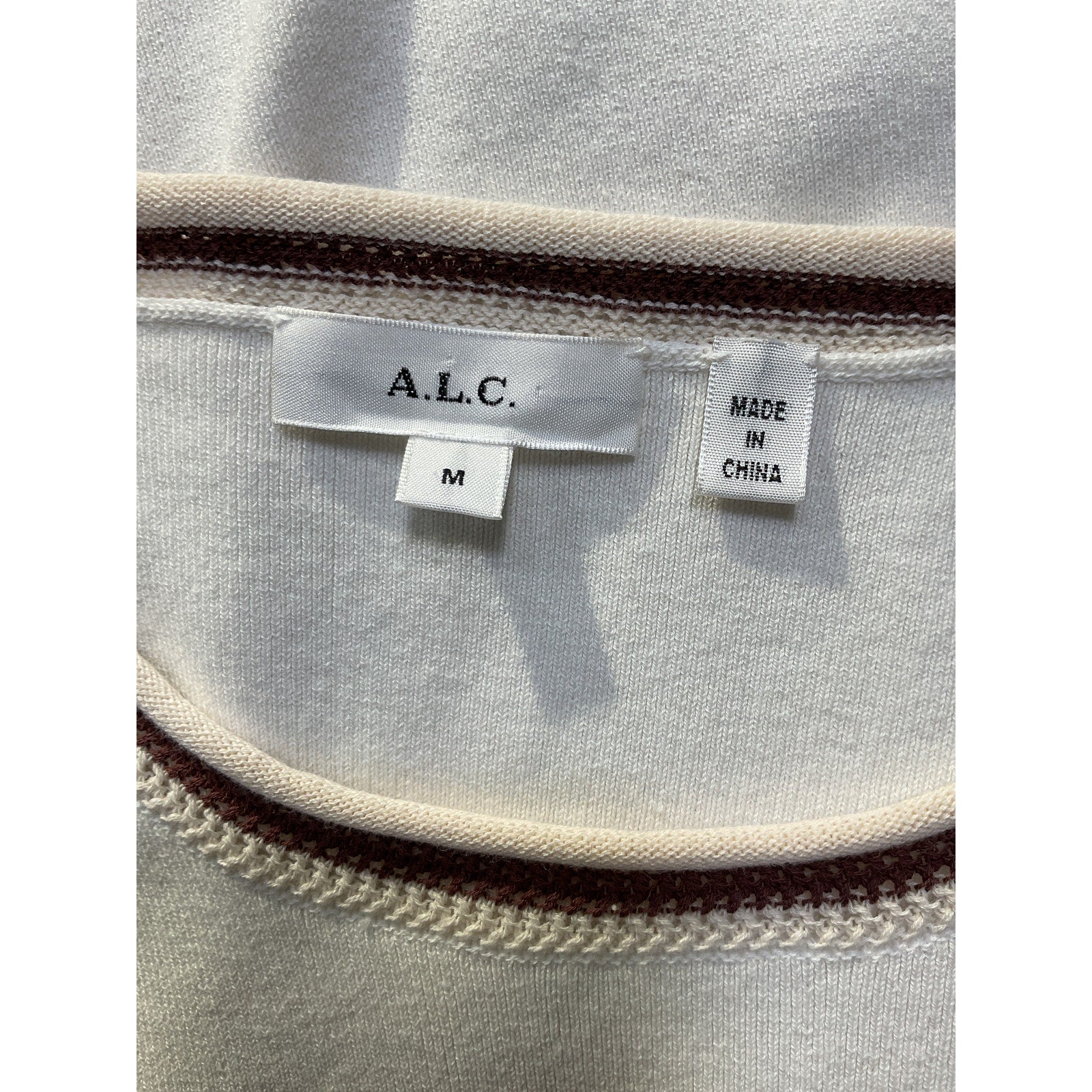 A.L.C. 'Janie' White Knit Short-Sleeve Top Size M