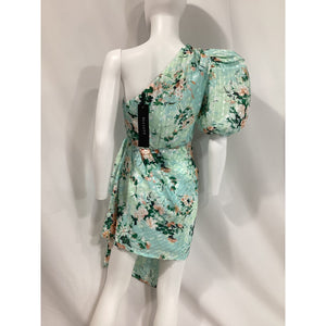 Elliatt 'Esteem' Green One Shoulder Puff Sleeve Dress Size S - NWT